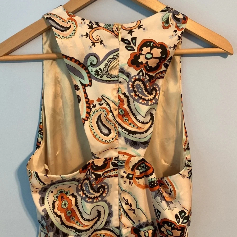 Marella size 8 Iolanda racer back satin maxi dress paisley tan champagne color - Picture 5 of 12